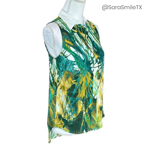 MOSSIMO Abstract Print Sleeveless Button Down Top - Picture 8 of 11